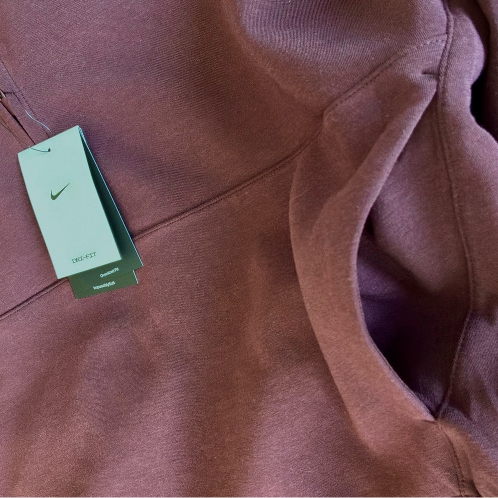 Nike 24.7 Dri-FIT Oversized Cropped 1/4 Zip Pullover Burgundy M - Picture 6 of 10